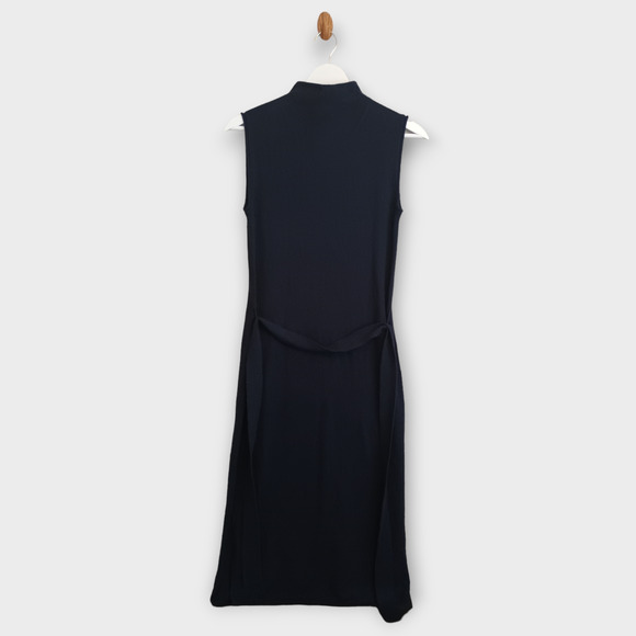 Hobbs London Dress Women's 2 Navy Wool Cashmere Mock Neck Sleeveless Minimalist - Picture 2 of 5